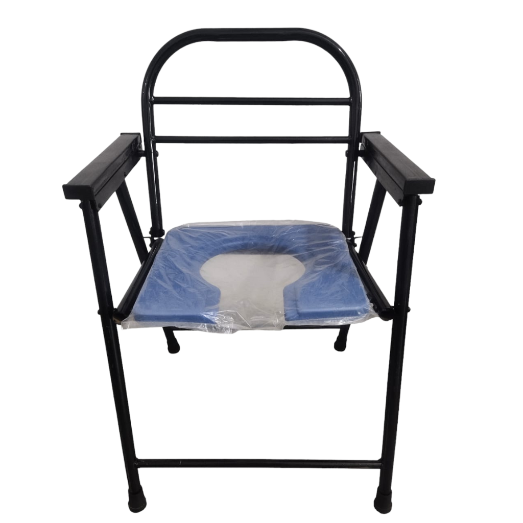 Foldable Commode Chair with Cushioned Seat and Powder-Coated Frame