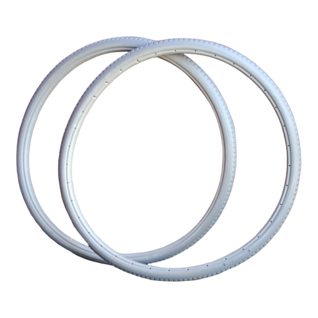 Wheelchair Puncture Proof Solid PU Rear Wheel Tires 24 Inch (24×1 3/8) Grey (Pack Of 2)